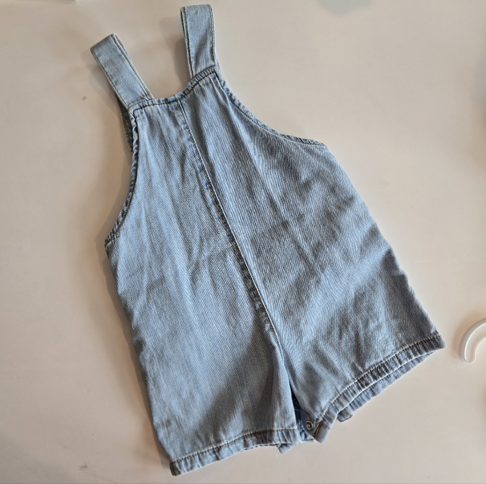 Little Planet By Carter's Light Blue Denim Chambray Cotton Overalls 24m - Picture 2 of 4